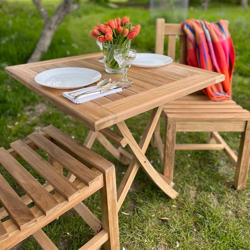 Iris Square Folding Table, L70 x W70cm, Teak-6