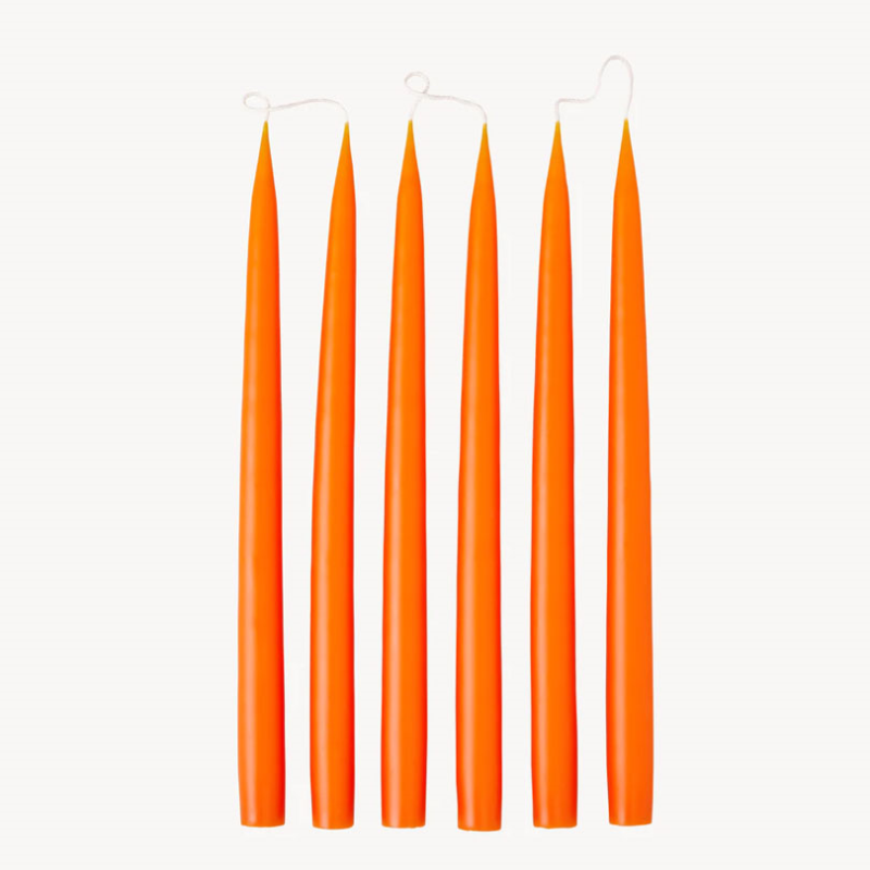 Set of 6 Tapered Dinner Candles, H35cm, Pumpkin Orange-0