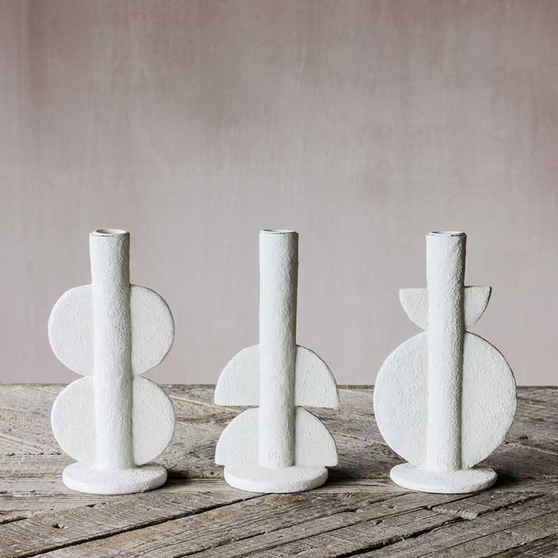 Avril Candleholder, H22cm, White-2