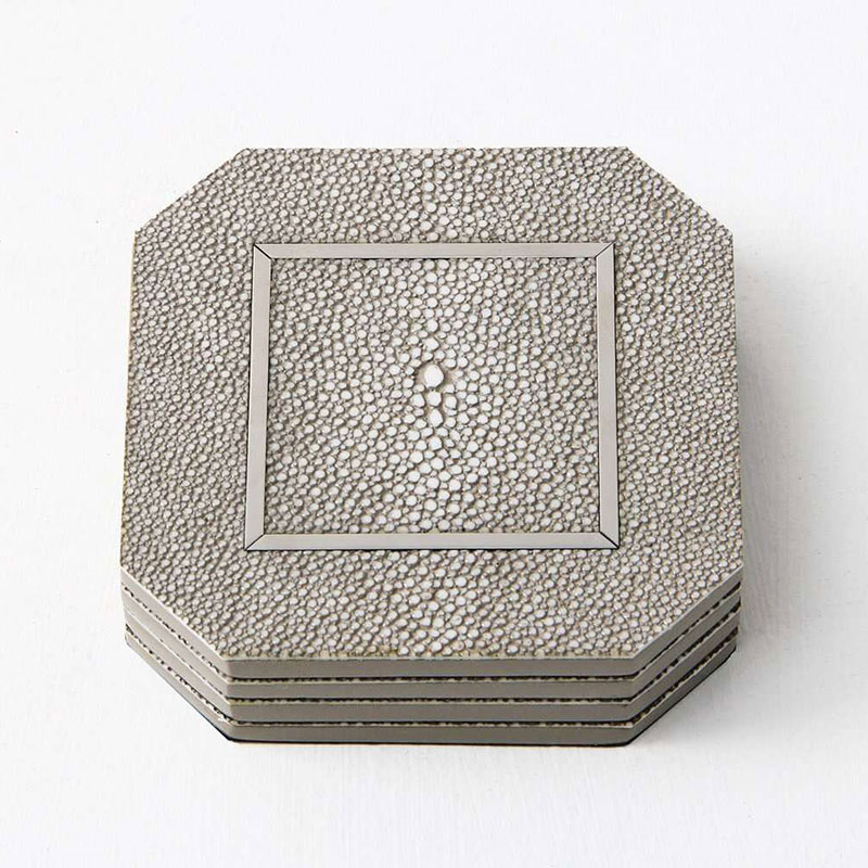 Otis Set of 4 Coasters, 10 x 10cm, Barley Shagreen-3