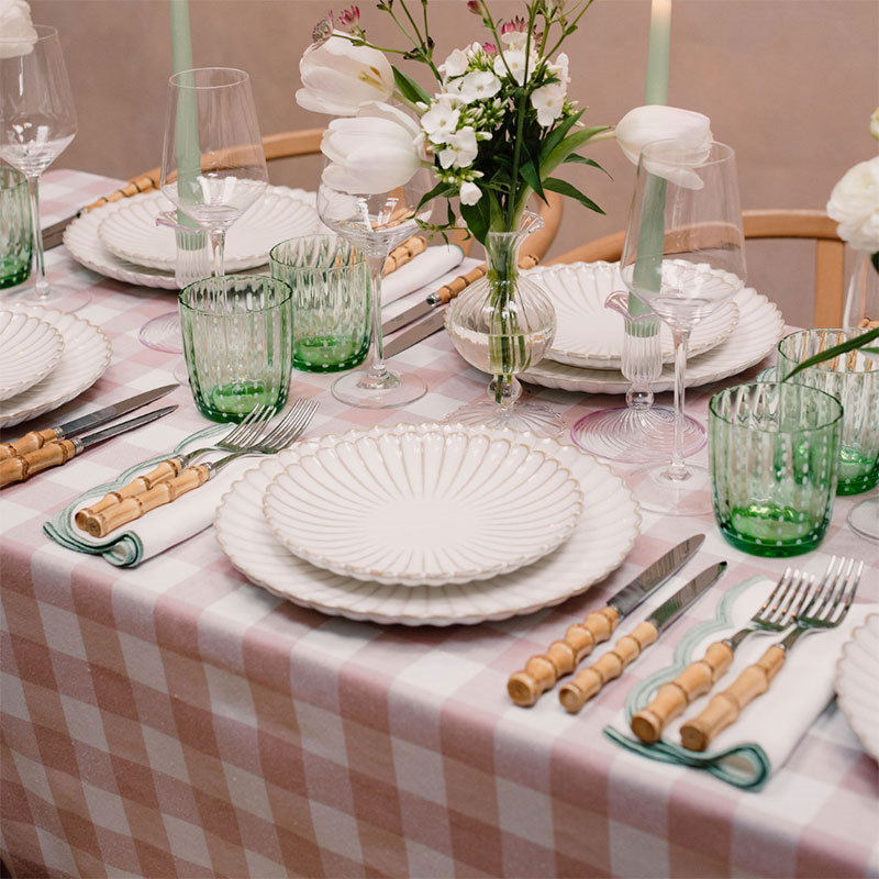 Gingham Tablecloth, 150 x 300cm, Light Pink & White-1