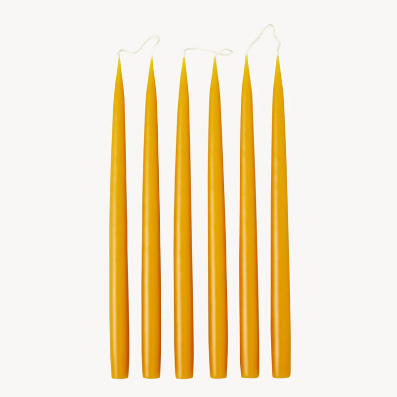 Set of 6 Tapered Dinner Candles, H35cm, Honey-0