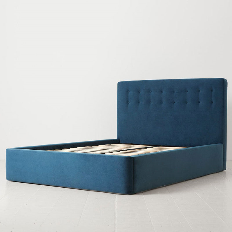 Bed 01 Velvet Double Frame, Teal-3