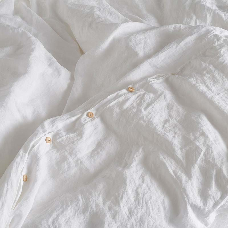 Linen King Size Duvet Cover, Snow-3