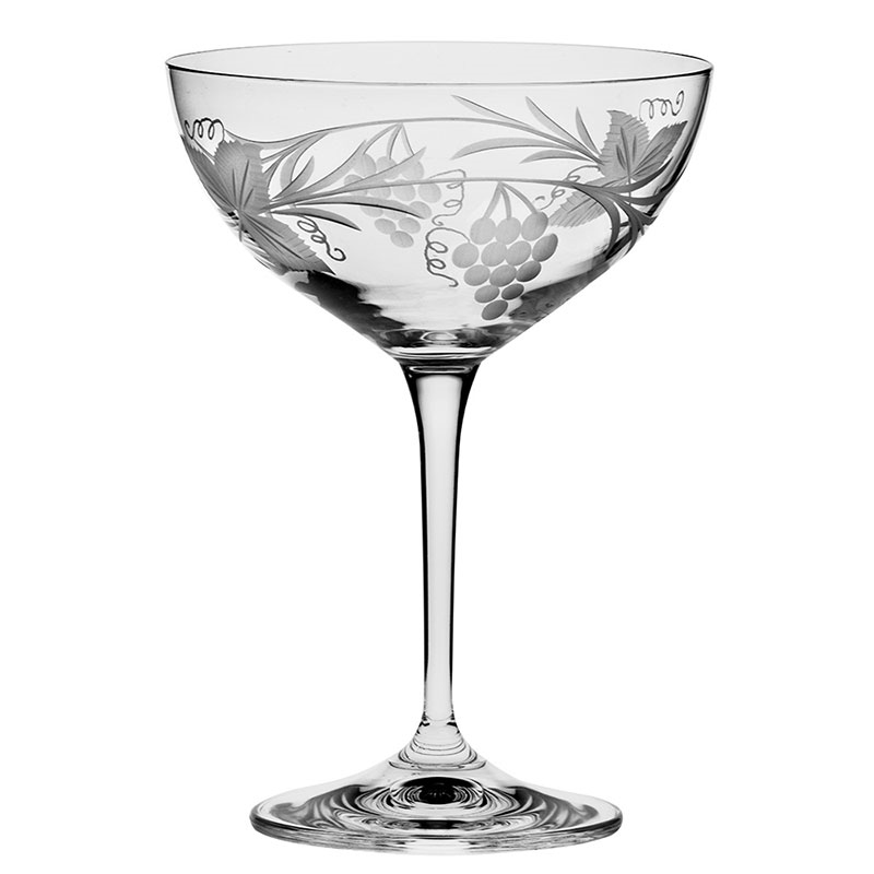 Grapevine Saucer Champagne Glass, 210ml, Clear-0