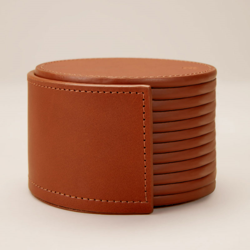 Studio Collection Coasters, H6.5 x D10cm, Whisky tan-0