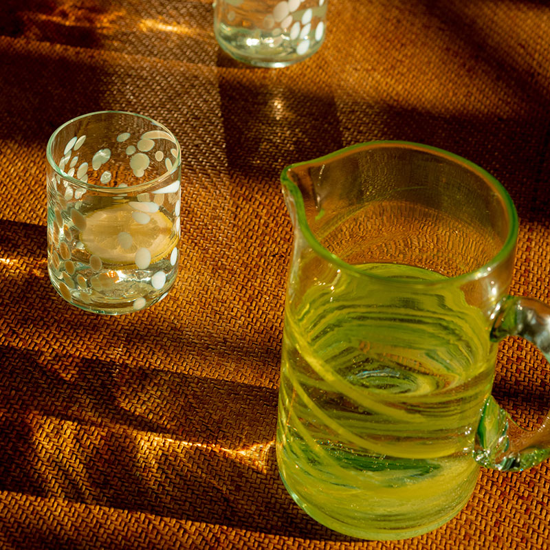 Amarillo Hand Made Glass Jug/Pitcher, 1L, Yellow-2