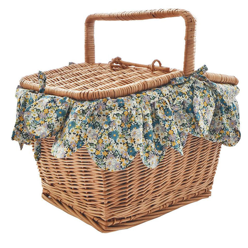 Libby Rectangle Picnic Basket, Blue-3