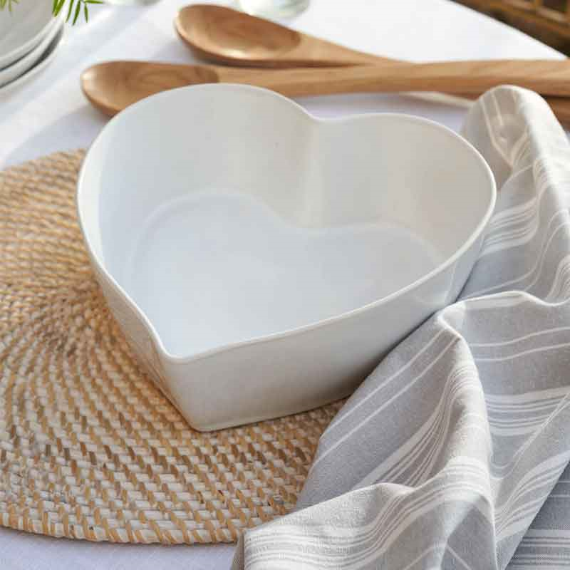 Porto Heart Oven Dish, White, Medium, 24cm-0