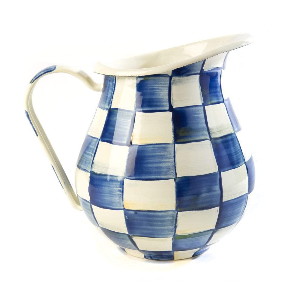 Royal Check Pitcher, 3.4L, Blue & White-0