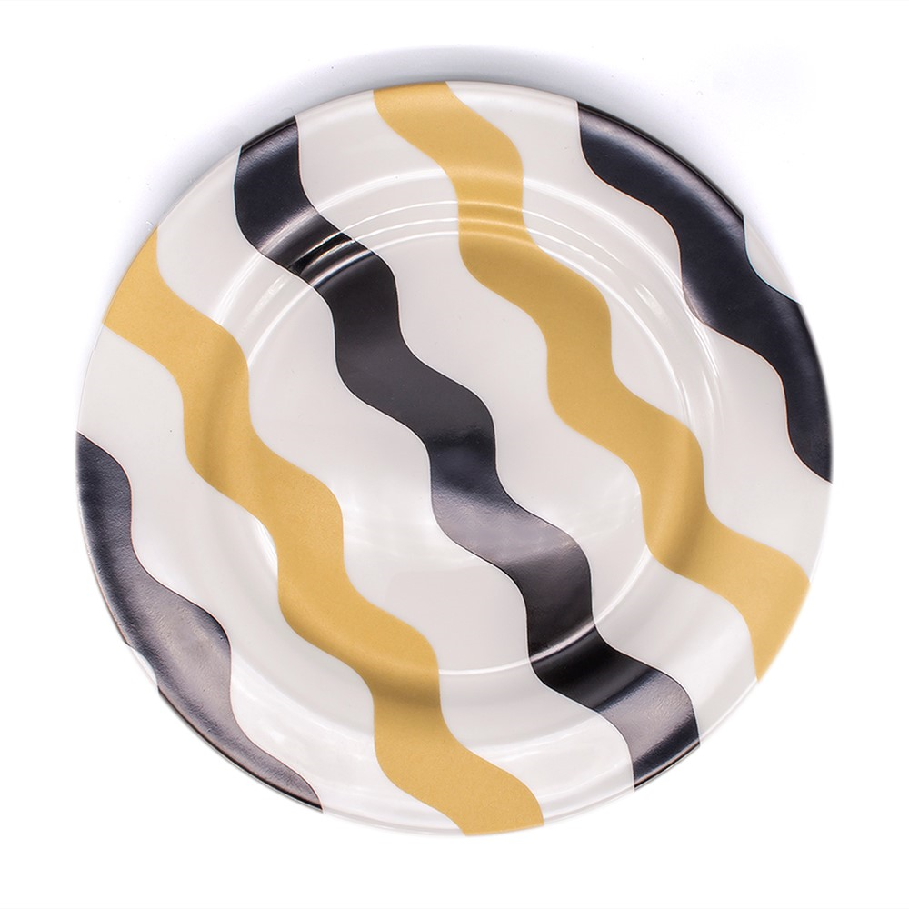 Scallop Collection Dinner Plate, Dia 10 inches, Black And Gold-1