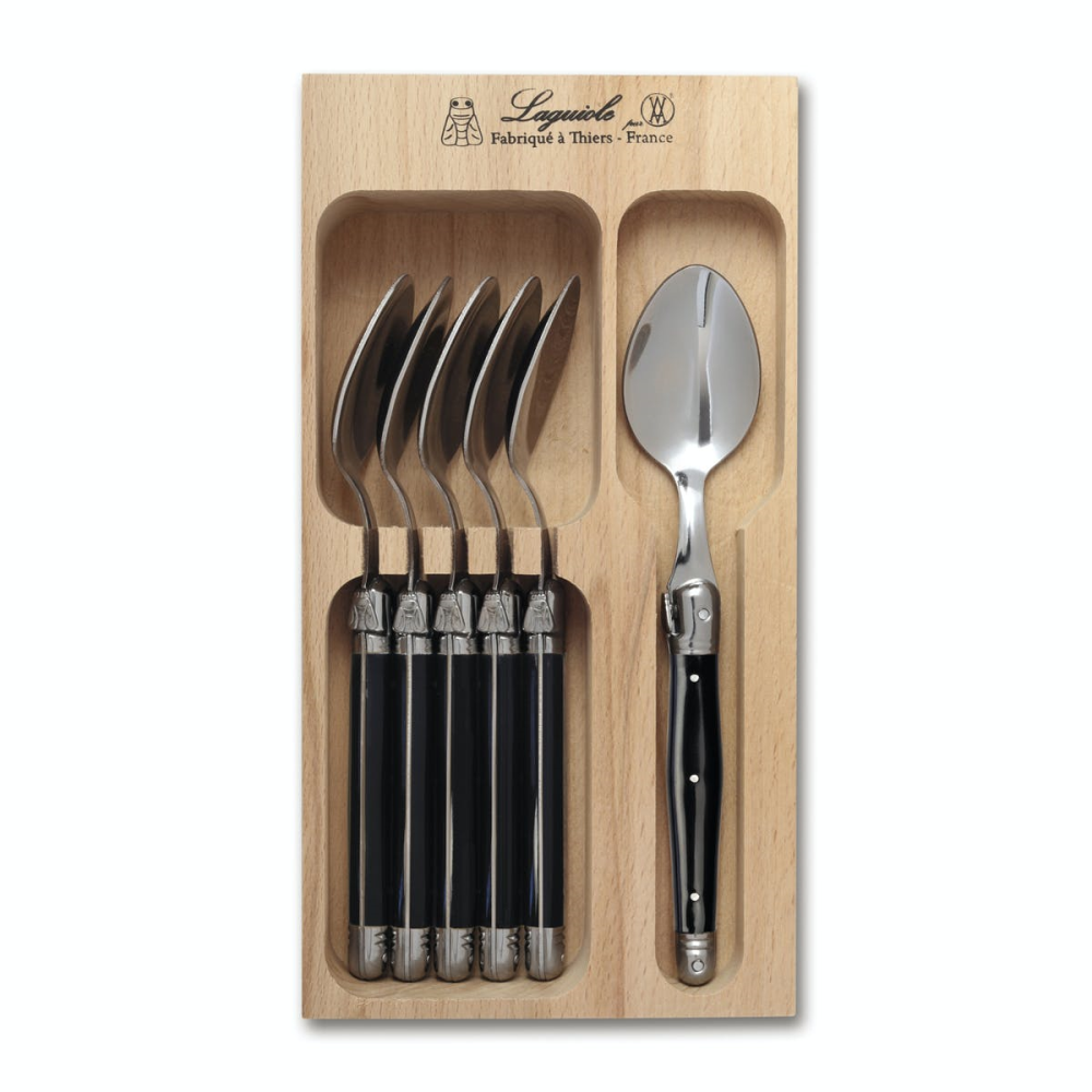 Tea Spoon Set, Black Handle-0