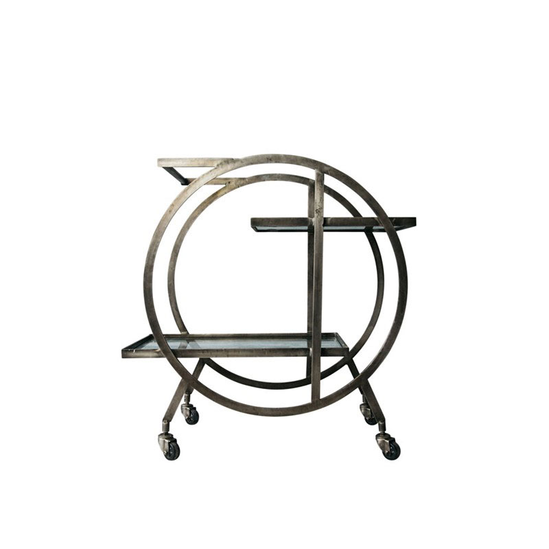 Kara Circular drinks trolley, H77 x W70 x D40cm, Brass-1