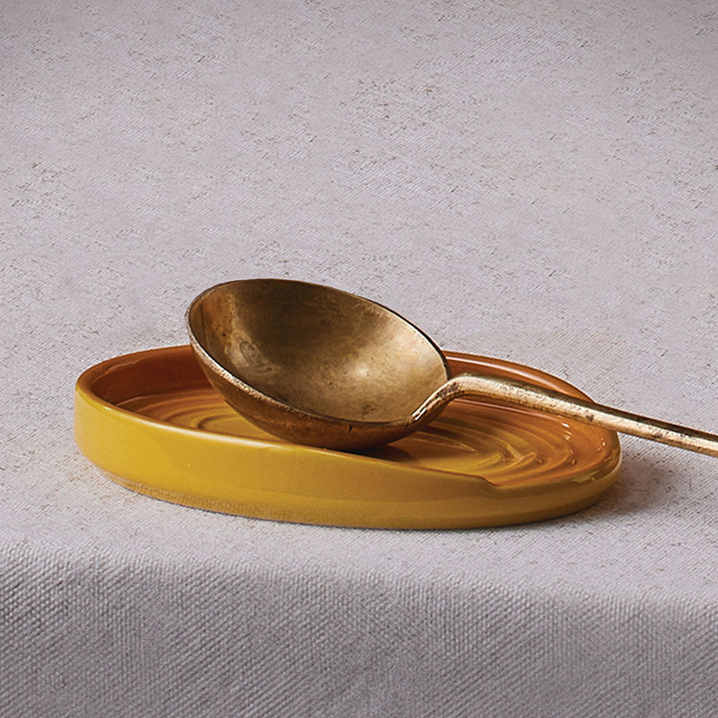 Stoneware Oval Spoon Rest, Nectar-4