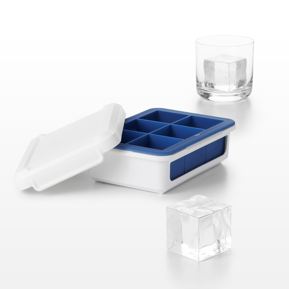 Covered silicone ice cube tray - large cubes-8