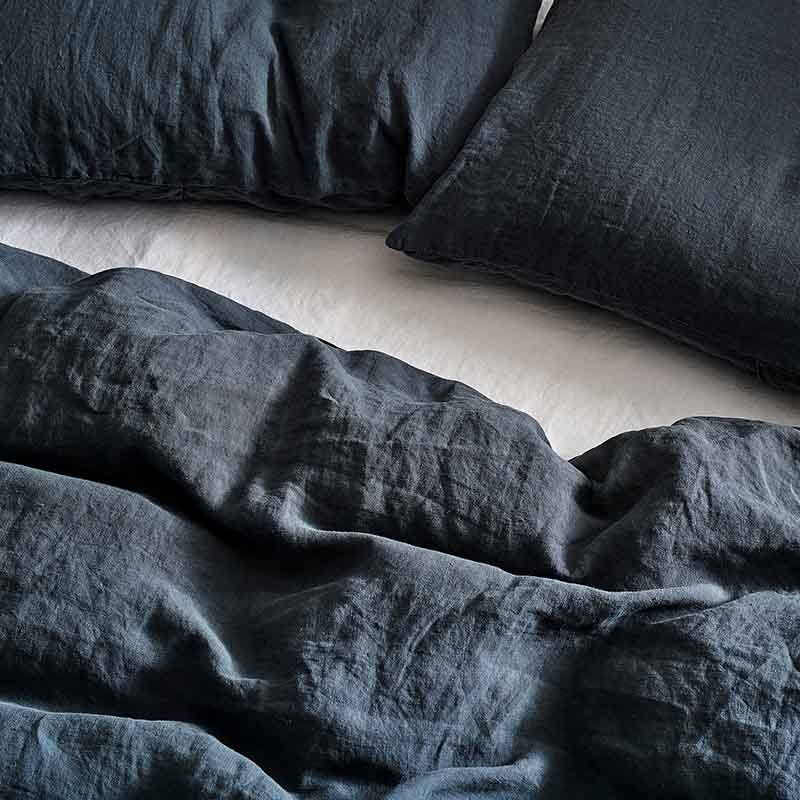 Linen King Size Duvet Cover, Ink-2