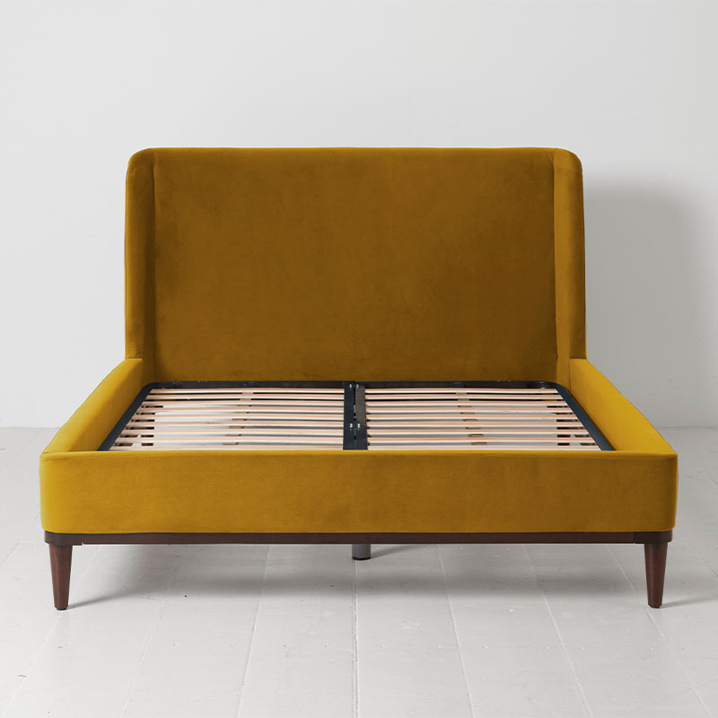 Bed 01 Velvet Double Frame, Mustard-2