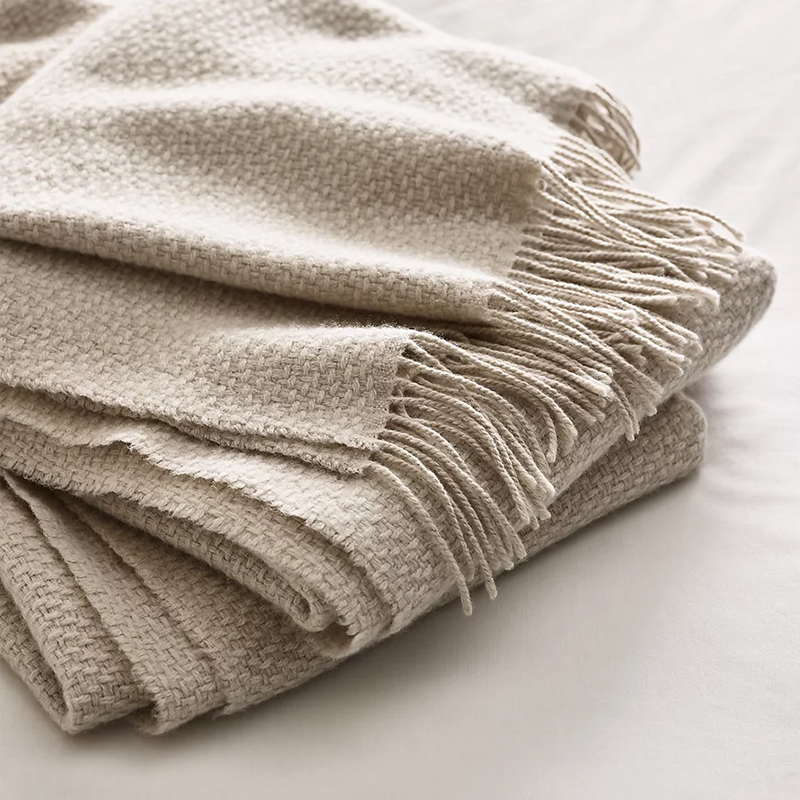 Chepstow Cashmere Blend Throw, 140 x 200cm, Oat-2