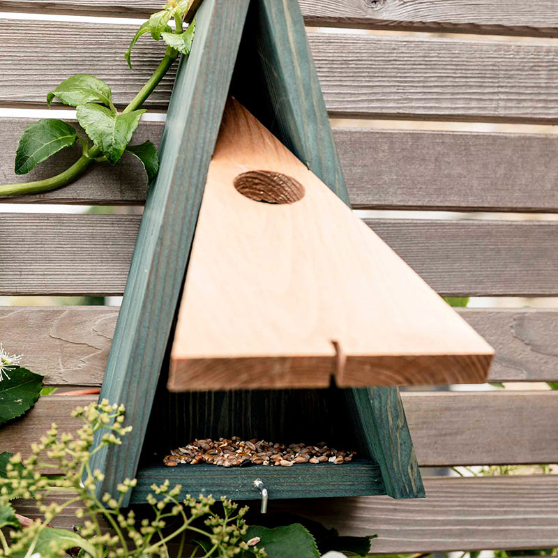 Littleworth Pitched Roof Bird House, Olive Green-2