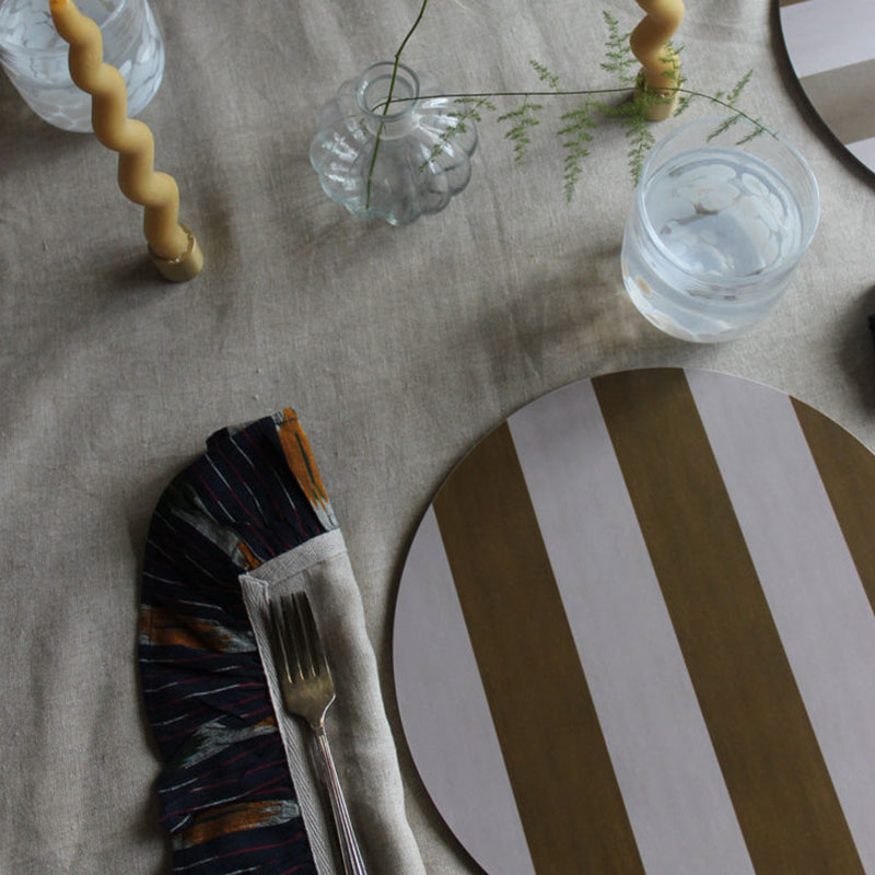 Stripe Placemat, D28cm, Ochre-3