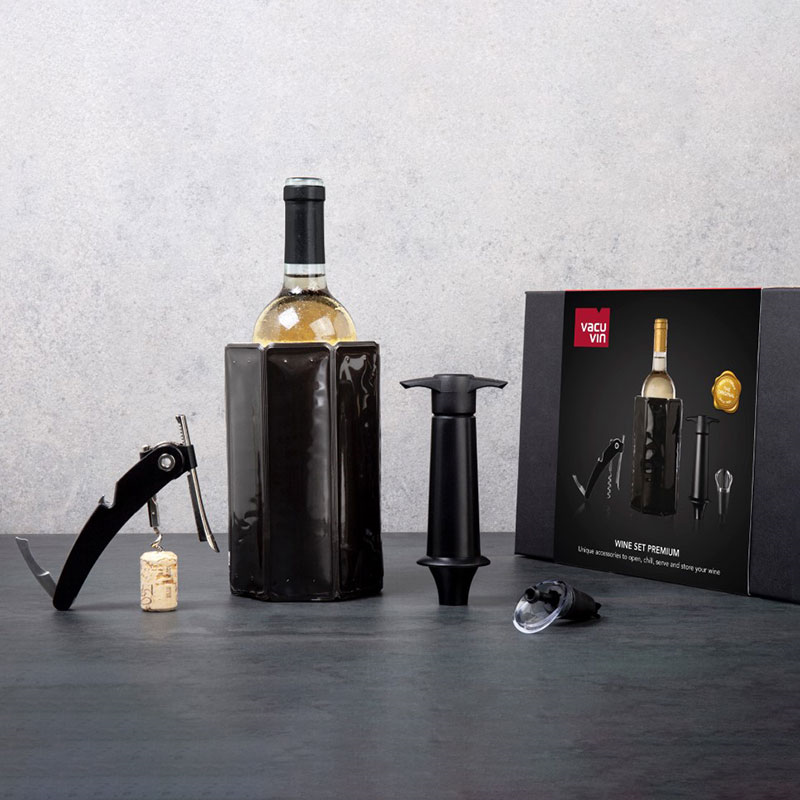 Premium 4 Piece Wine Set, Black-0