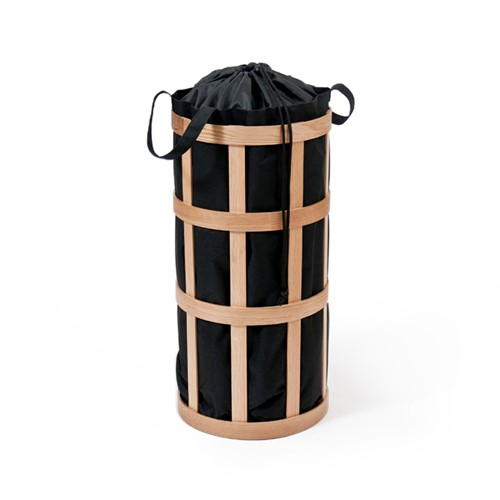 Laundry basket cage, H63 x W31 x D31cm, Black/Oak-0