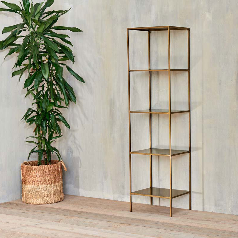 Mahi Shelving Unit, H170cm x W46cm, Antique Brass-0