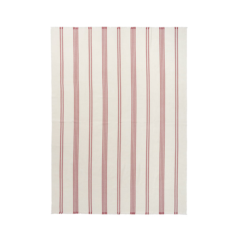 Lines Throw, H190cm x W130cm, White/Rusty Red-1