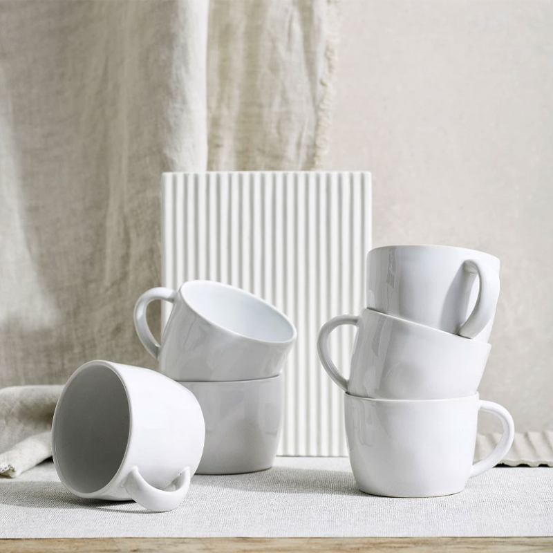 Portobello Set of 6 Mugs, H7.7cm, White-0