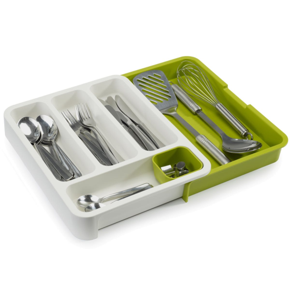 Drawer store cutlery drawer, White/ Green-0