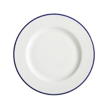 Dinner Plate, Canteen, White/Blue Rim, Set of 6-0