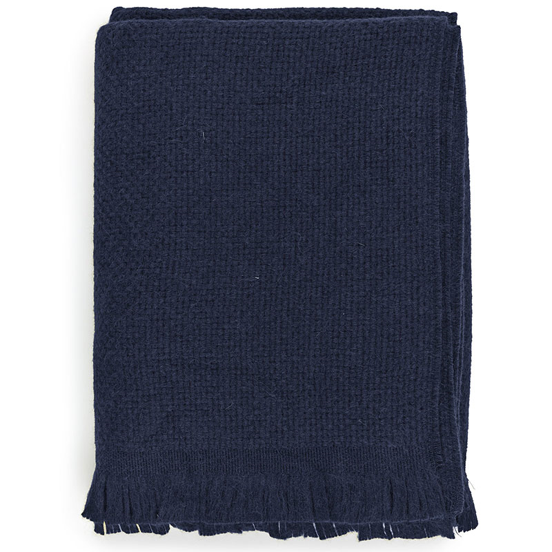 Alpaca Basketweave Throw, 130 x 180cm, Navy-3