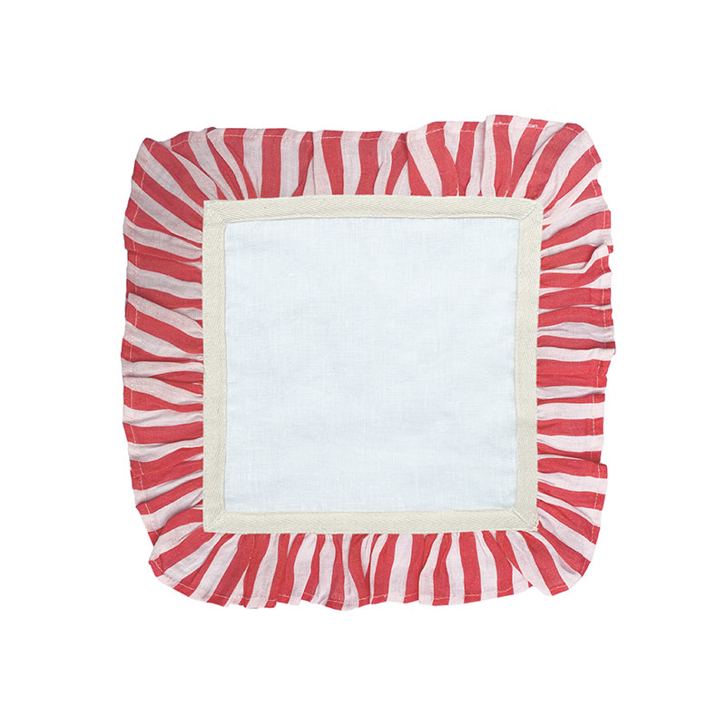 Candy Stripe Set of 2 Napkins, 33 x 33cm, Cherry Red-1