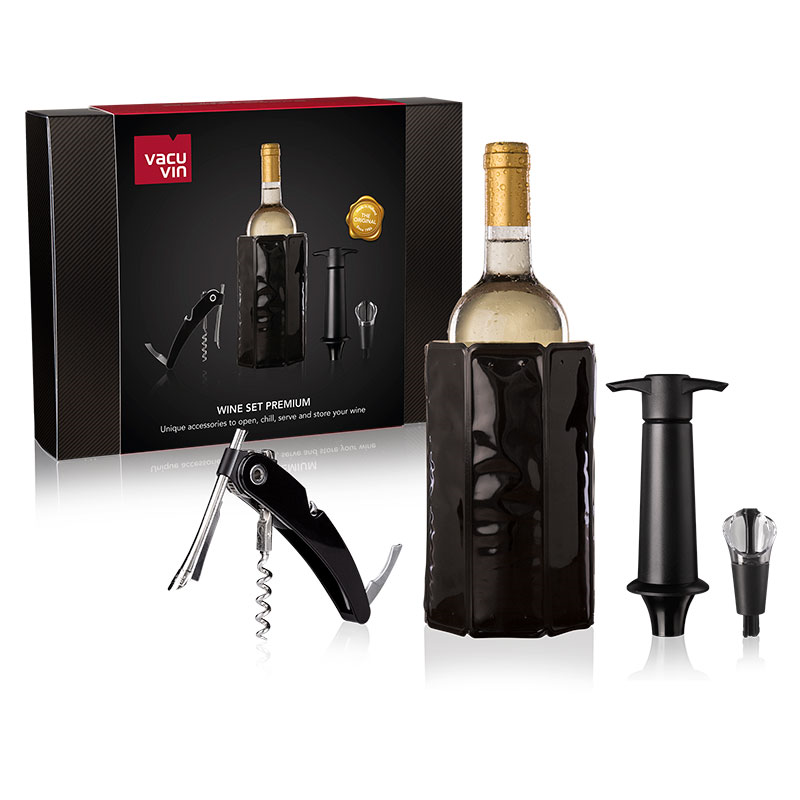 Premium 4 Piece Wine Set, Black-1