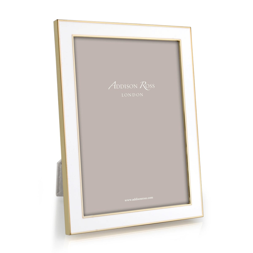 Enamel Range Photograph frame, 8 X 10" with 15mm border, White With Gold Plate-0