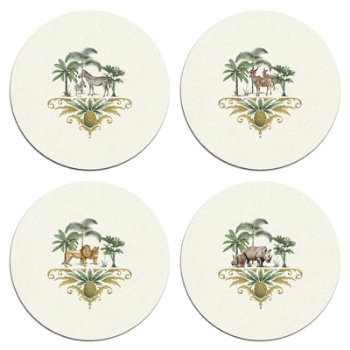 Out of Africa Set of 4 round table mats (set 2 - new design), Dia: 25.5cm-0