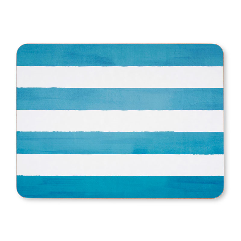 Stripe Rectangle Placemat, 38 x 29 cm, Sky Blue-3