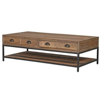 Coffee Table, Spitalfields, 2 Drawer, 41x1.30x65cm, Brown-0