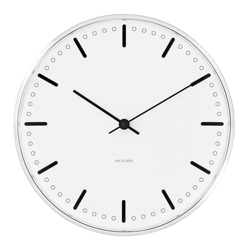 City Hall Wall Clock, D29cm, White/Black-2