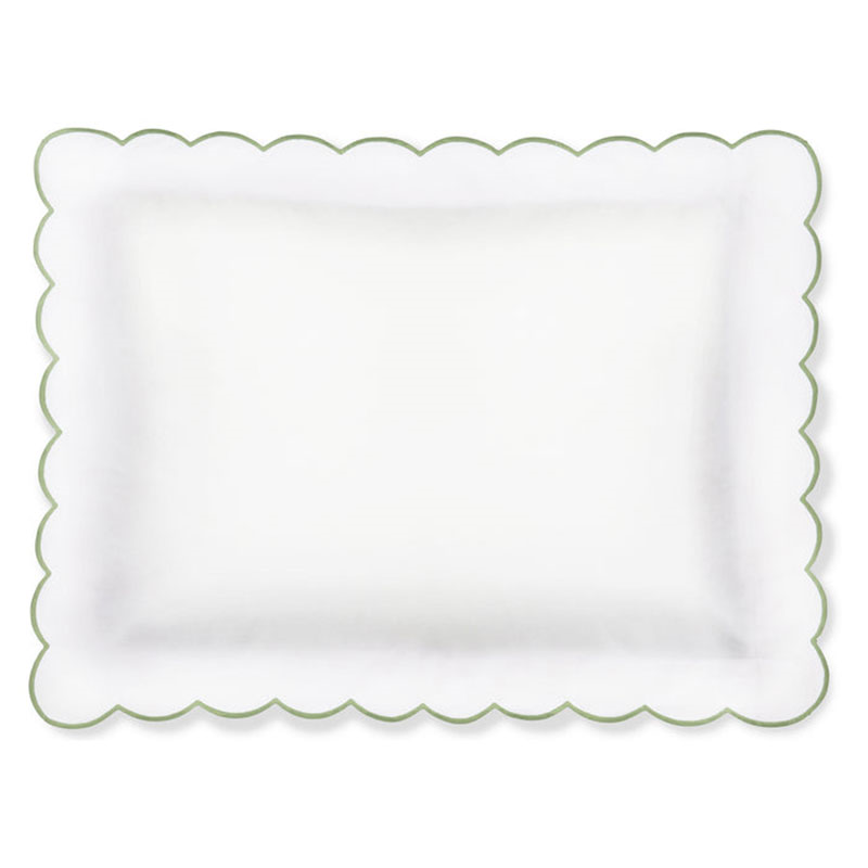 Annabelle Scalloped Pair of Standard Pillowcases, Asparagus-1