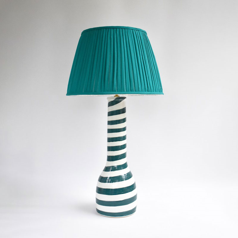 Côte d’Azur Collection Soho Hand Thrown & Glazed Table Lamp Base Only, Teal Green/White-0