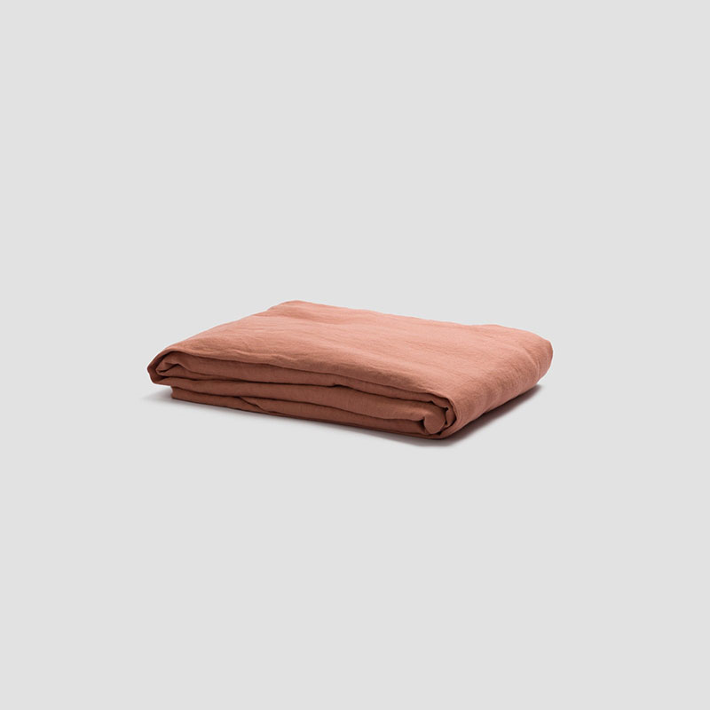 Linen Fitted Sheet, Double, Warm Clay-1