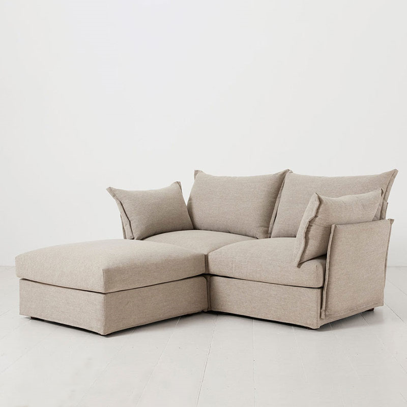 Model 06 Linen 2 Seater Sofa With Chaise, Pumice-2