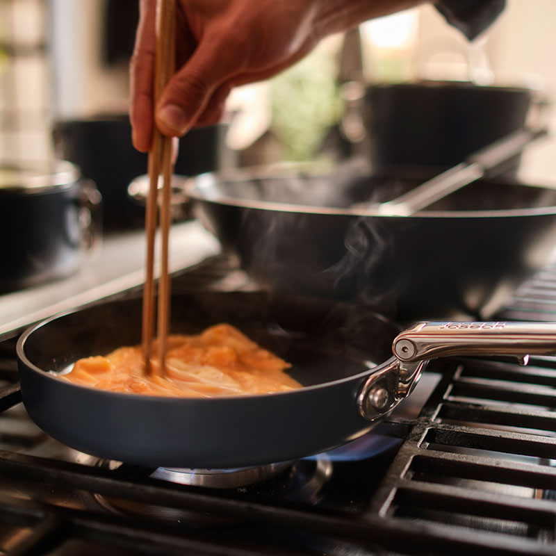 Space Folding Ceramic Non-Stick 2 Piece Frying Pan Set, Midnight Blue-4