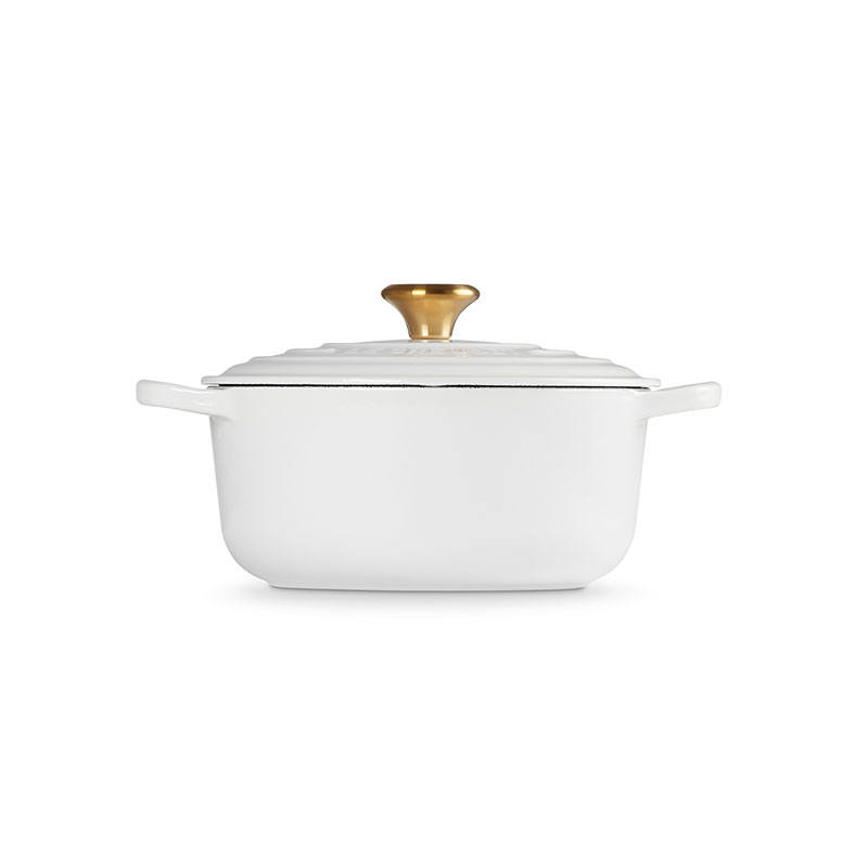 Cast Iron Round Casserole, 20cm, White-6