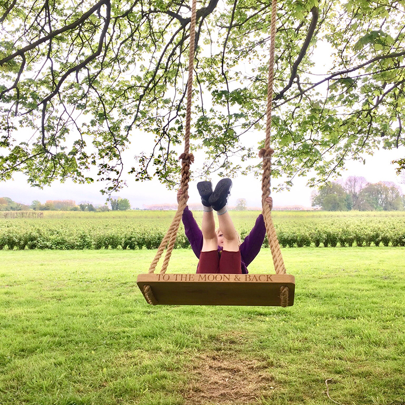 Engraved Large Swing with Brackets, Oak, 76 x 30 x 4.5cm-0