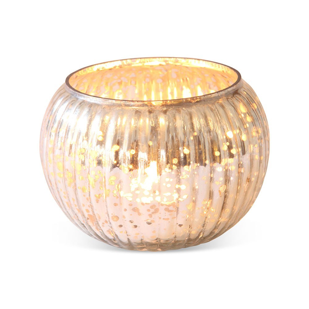 Globe Votive - large, 8 x 11cm, Gold Glass-0