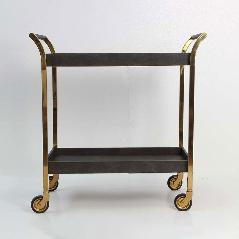 Woodstock Drinks Trolley, Seal Brown Shagreen-3