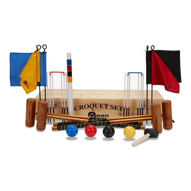 4 Player Garden Croquet Set with Wooden Box-0