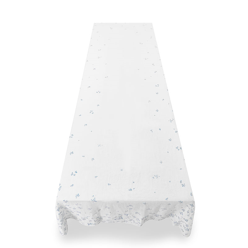 Bernadette's Falling Flower Linen Tablecloth, 300cm x 165cm, Light Blue-2